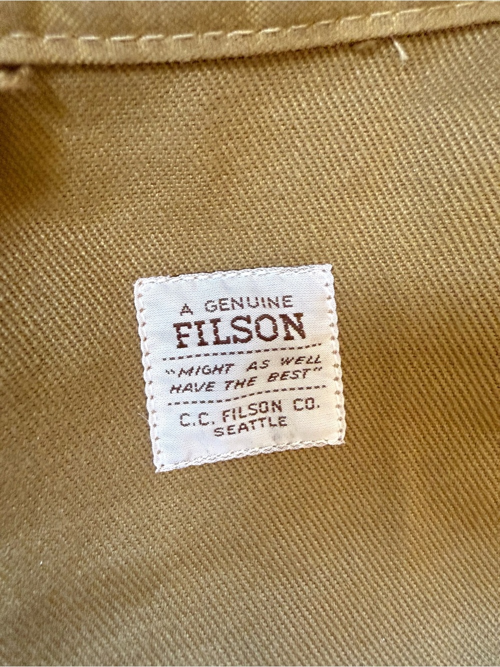 Filson Tan Canvas Duffel with Dark Brown Leather Trim twill Pullman style large - Picture 5 of 9